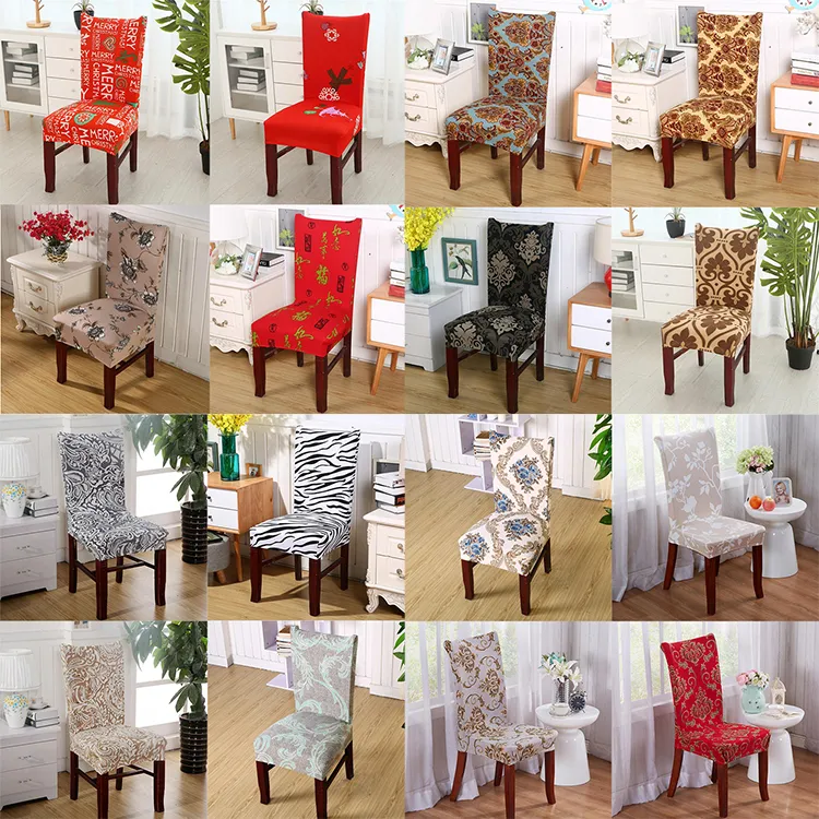 Coprisedie moderne coprisedili per sedie da banchetto in spandex elasticizzato stampato europeo, protezione per sedie da cucina per ristoranti di hotel per feste di nozze