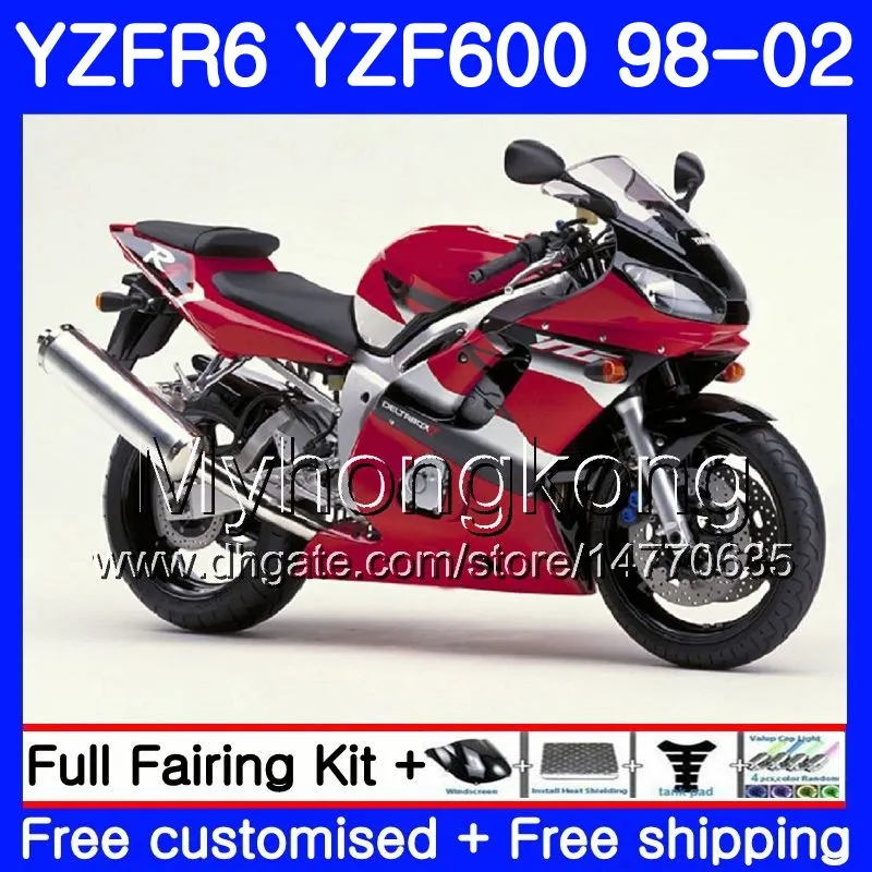 Body For YAMAHA Stock red black YZF R6 98 YZF600 YZFR6 98 99 00 01 02 230HM.18 YZF 600 YZF-R600 YZF-R6 1998 1999 2000 2001 2002 Fairings