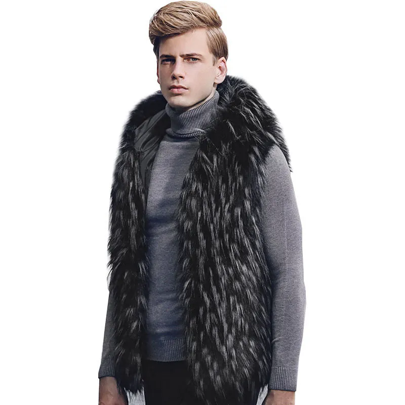 Fashion Winter Men Fur Vest Hoodie Hooded Thick Fur Warm Waistcoats Sleeveless Coat Outerwear Male Jackets Plus Size 3 559 DHgate