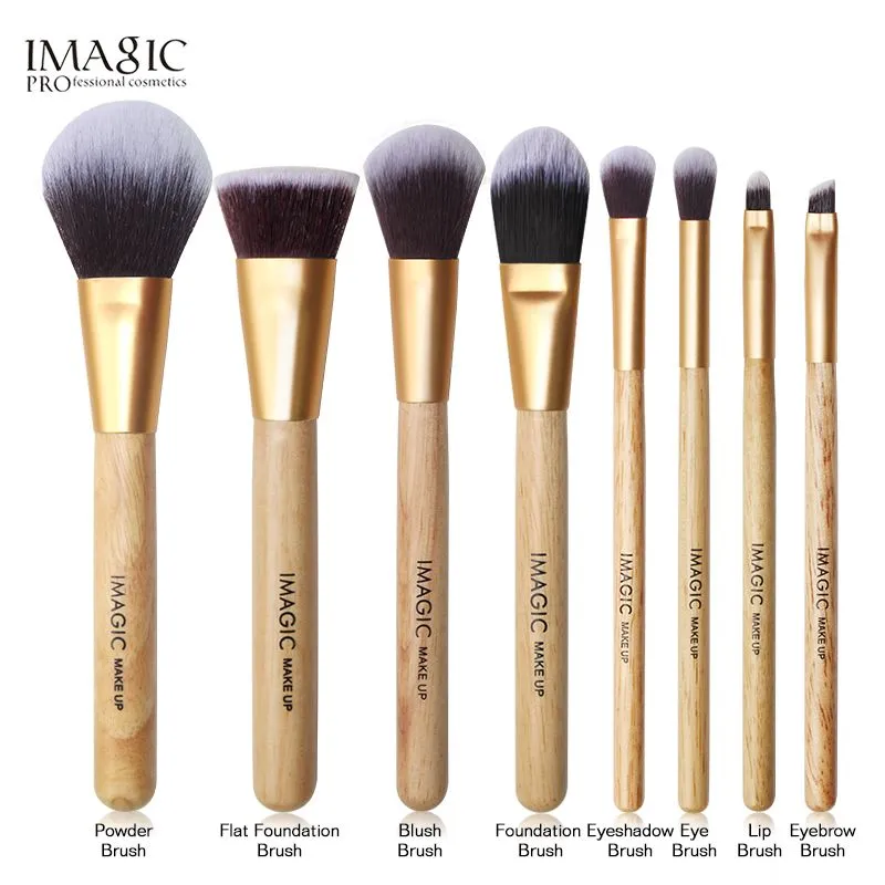 Imagek ​​make up borstar 8 st Borstuppsättning Kit Professionell naturborstar Skönhet Essentials Makeup Brushes With Bag