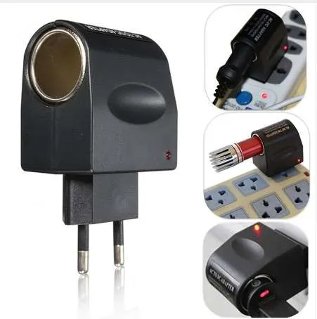 Nytt elegant bästa pris 220V AC till 12V DC bilcigarettändare väggkraftsuttag Plug Adapter Converter EU US Super Qaultiy