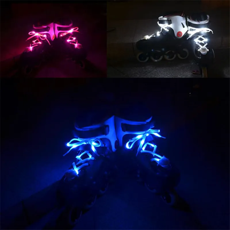 Meilleur LED Lacets Fashion Light Up Casual Sneaker Shoe Laces Disco Party Night Glowing Shoe Strings Hip-hop Dance LED Shoelace= 