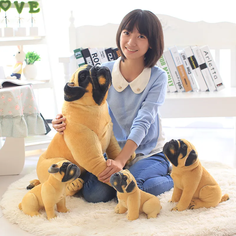 Dorimytrader Simulation Animal Pug Dog Plush Toy Soft Stuffed Cute Animal Dog Doll for Children Gift 28inch 70cm DY609651661207