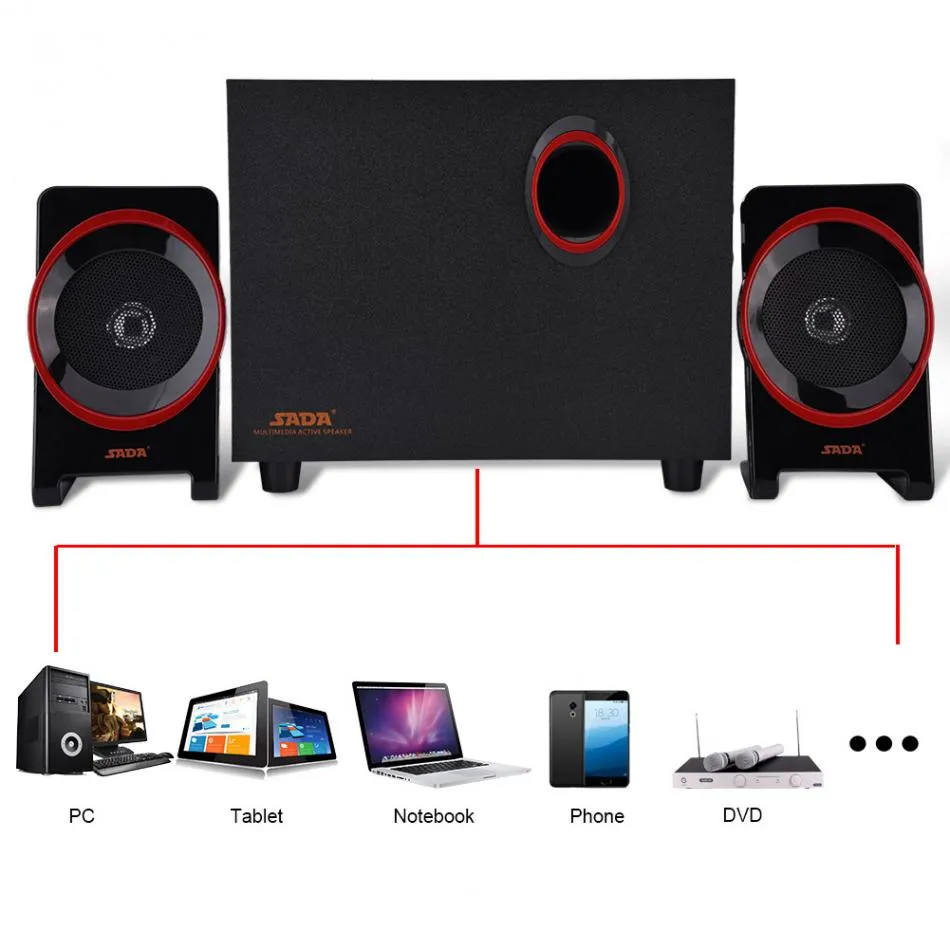 Houten Combinatie Mini USB 2.1 Wired Computer Speakers Bass Music Speaker Subwoofer voor mobiele telefoon Laptop PC Universal SL-8018