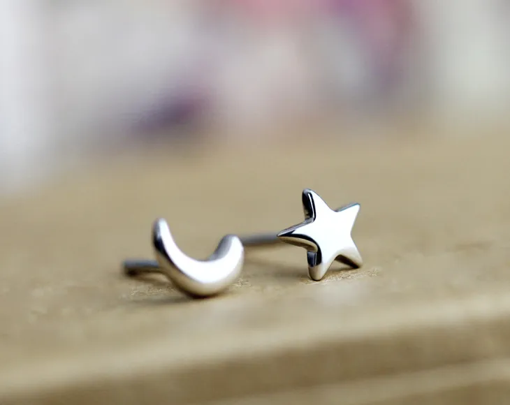 Mode lune étoile Style boucle d'oreille véritable 925 en argent Sterling fiançailles mariage boucles d'oreilles pour les femmes cadeau