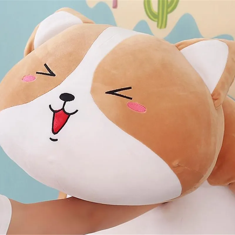 Dorimytrader Câlin Doux Anime Couché Shiba Inu Peluche Jouet Oreiller Grand Mignon Animal En Peluche Chien Anime Poupée pour Garçon et Fille 80 cm DY61942