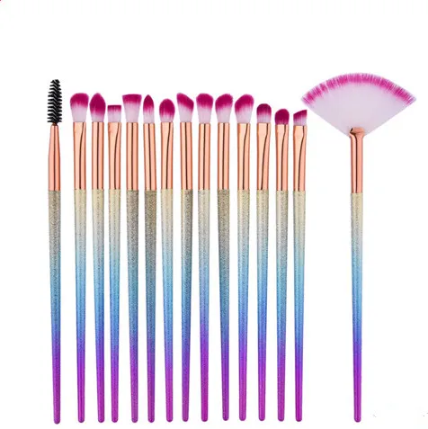 Rainbow Makeup Borstels Set Diamond Eyes Powder Foundation Cosmetics Beauty Tools Multipurpose Fan Make Up Brush Kit