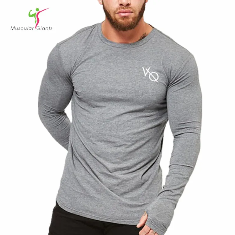 2018 Mens mode t-shirt printemps été nouvelles chemises de loisirs Fitness à manches longues personnalité masculine Slim tee Tops