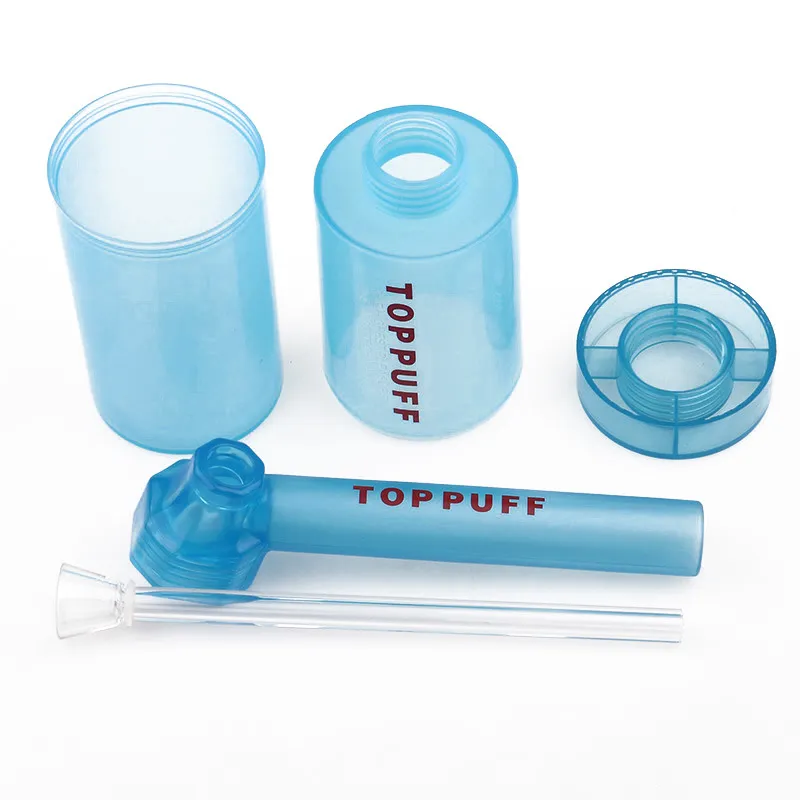 Protable bunte Toppuff Wasser-Tabak-Bong-Pfeife aus Kunststoff, Reisetabak, trockener Kräuterhalter, Wasser-Shisha zum Rauchen