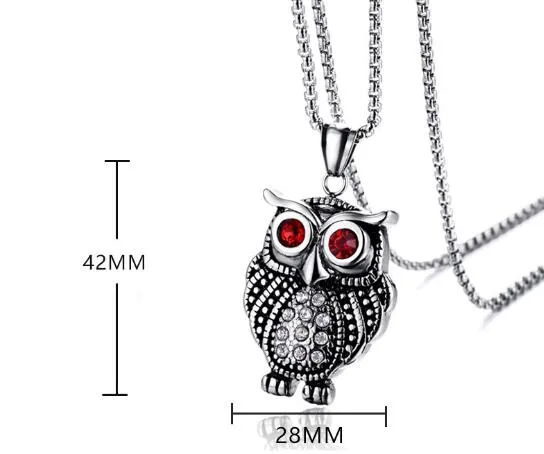 Ensemble De Bijoux Femme Pendentif Chouette En Cristal Rouge - Collier, Boucles D'Oreilles, Bracelet - Style Rétro - 7
