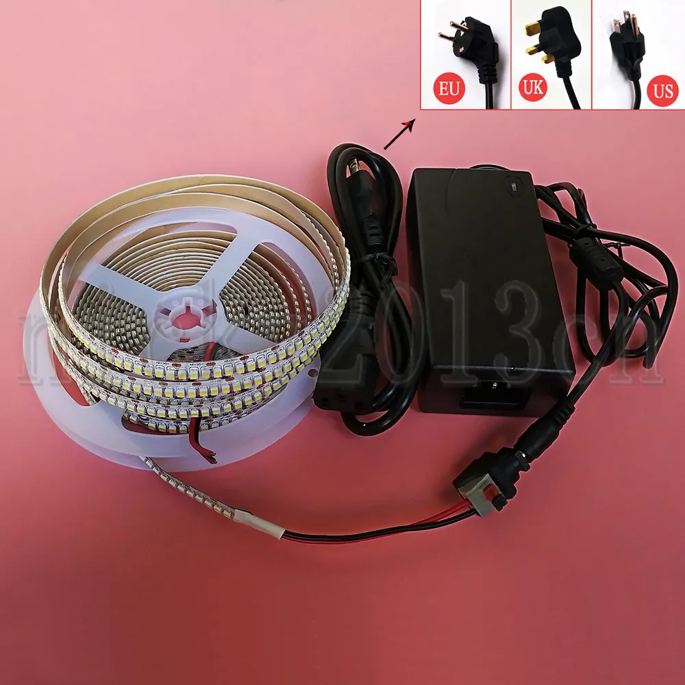 Full Kit 5M 3528 LED Flexible Strip Light Tape Ribbon 1200LEDs Single Row Non Waterproof + 12V 6A Power Supply + DC Connector