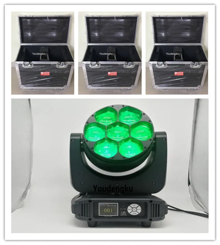 6pcs أضاءة شعاع LED Moving Moving 7x40W 4in1 RGBW LED Movinghead Wash Zoom DJ Light مع حالة الطيران