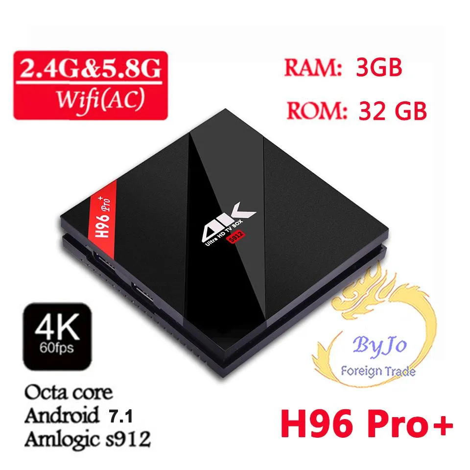 H96 PRO + 3G DDR3 32G Flash 2.4G 5GHz WiFi HD2.0 4K Box Amlogic S912 OCTA Core BT4.0 Smart Android TV Box Android 7.1