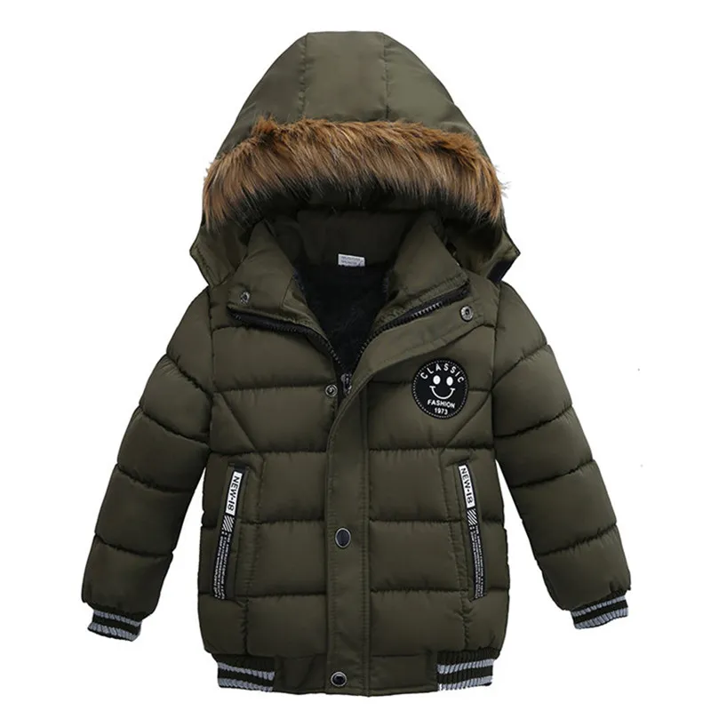 Bebê menino inverno algodão almofada jaqueta e sorriso sobretudo coreano grosso com capuz criança casual zíper roupa quente 1788722