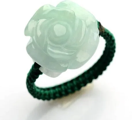 Car Jade Carvings Roses Jade Circles Authentic Jade Handmade Women's Rings 00116