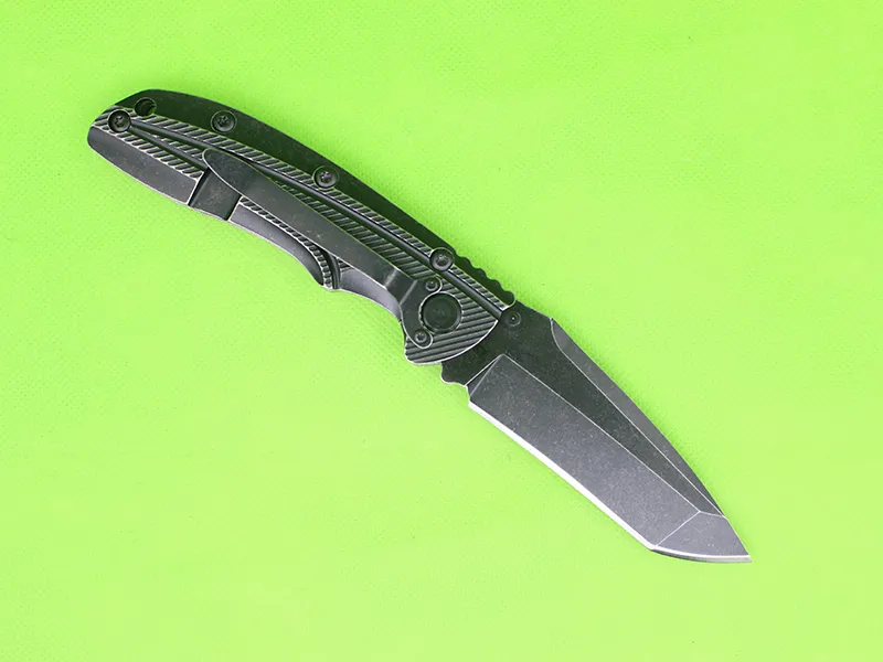 Kogellager van de bovenkwaliteit Flipper Vouwmes 9cr18 Zwart Stone Wash Tanto Blade stalen handvat EDC Pocket Knives