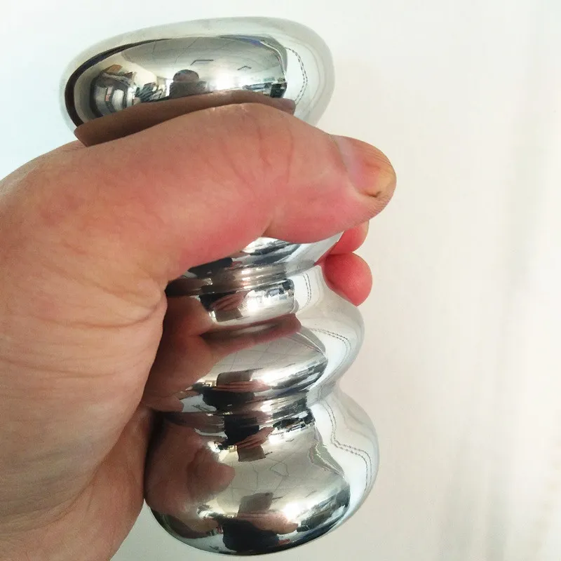 Aço inoxidável sólido anal bola bunda dildo plugues ânus dilatador metal treinamento ferramentas brinquedos sexuais para homens e mulheres HH8-1-80