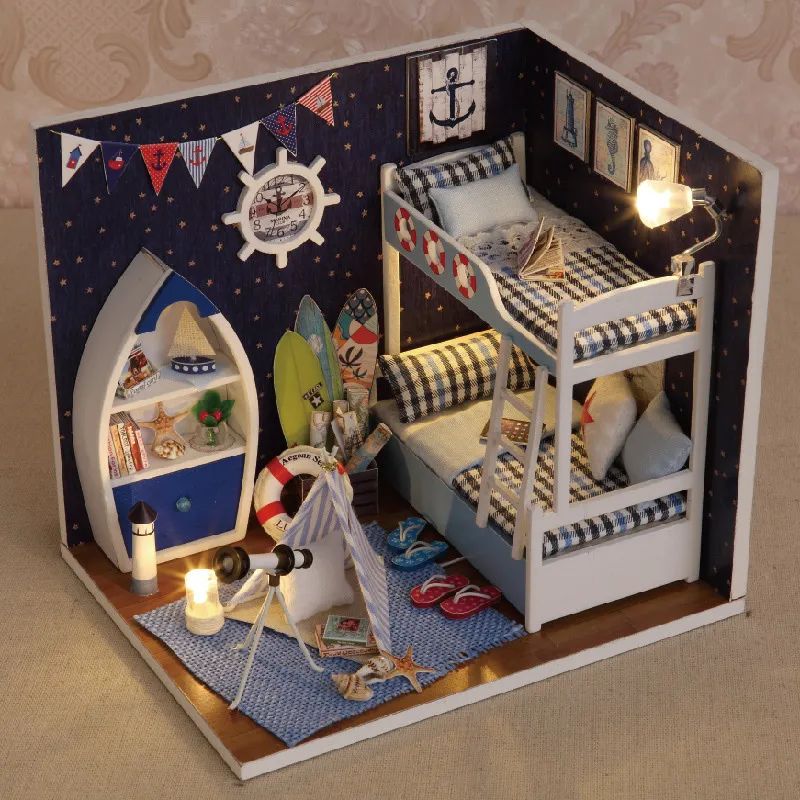 Modèle de Maison de poupée, Maison de poupée Miniature de Maison de poupée  Bricolage avec Cache-poussière, Journal de Jardin de boîte à Musique 
