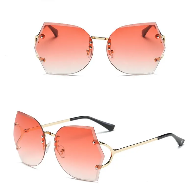 Rimless Polygonal Sunglasses Cool Design Sun Glasses Light Color Lenses Wholesale Eyewear Shop