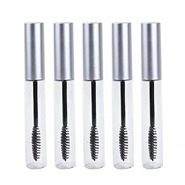 PRINT LOGO 10ml Empty Mascara Tube w/Gold Silver Cap Reusable Mascara Container Eyeliner Bottle Lip Gross Tube with Brush