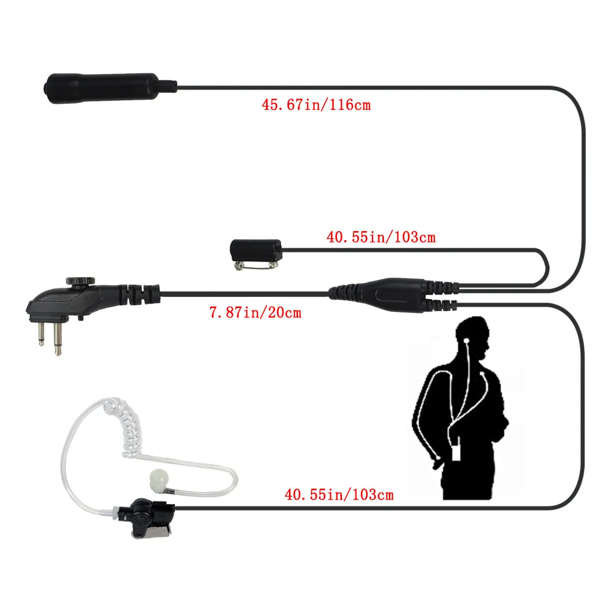 Mic PTT Covert Acoustic Tube Earpiece for Hytera HYT TD560/PD562 Two way Radio