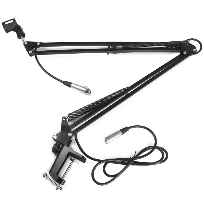 NB-37 Supporto per microfono con braccio a forbice regolabile in metallo con sospensione per il montaggio su tavolo da scrivania con cavo audio Cannon