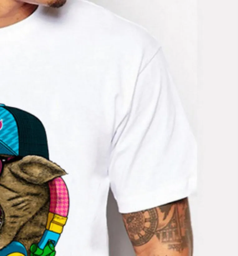 Varumärkesdesigner-Nya ankomst Herrmode Crazy DJ Cat Design T Shirt Cool Tops Short Sleeve Hipster Tees221L