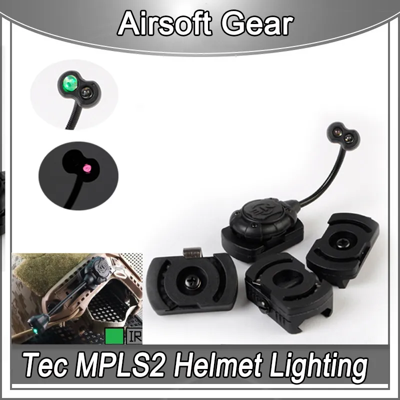 Tec MPLS2 Capacete Lâmpada Airsoft Tactical Caça Verde IR RED LED Capacete Da Lâmpada de Sinal de Luz Ao Ar Livre Luz Para MICH / MOLLE / 20 MM Trilho / ACH-ARC