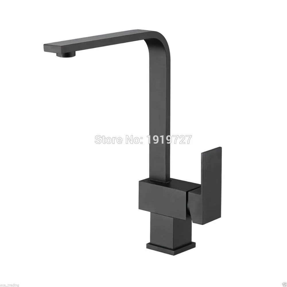 NEW Ultra Modern High Quality Solid Brass Matte Black Single Handle Hole Swivel Spout Monobloc Deck Mounted Kitchen Sink Faucet