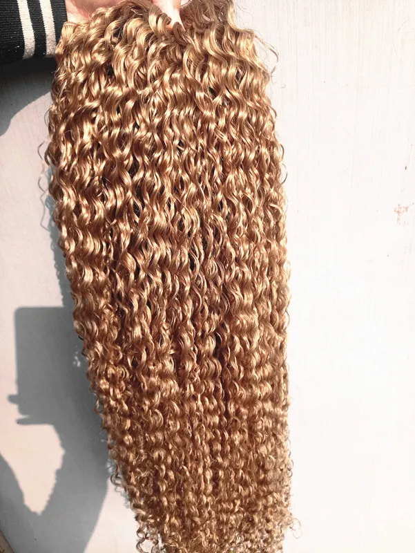 Brazylijski Human Virgin Remy Kinky Curly Hair Extensions Remy Dark Blondynka Kolor Włosów Węzeł 2-3 Zundce do pełnej głowy