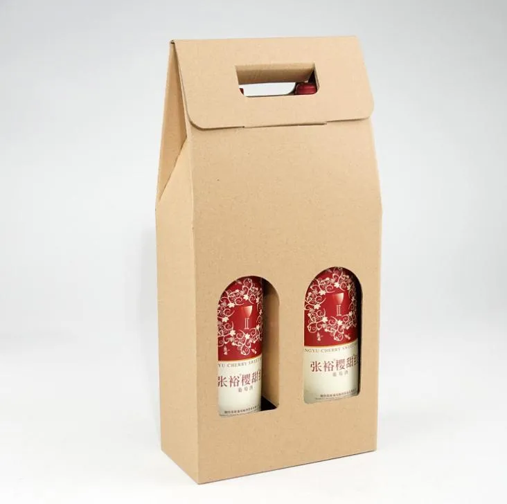 Lot De 30 Sacs Cadeaux Pour Bouteilles De Vin En Papier Kraft - 35x9,5x9 Cm, Poignée Corde, Fenêtre Transparente