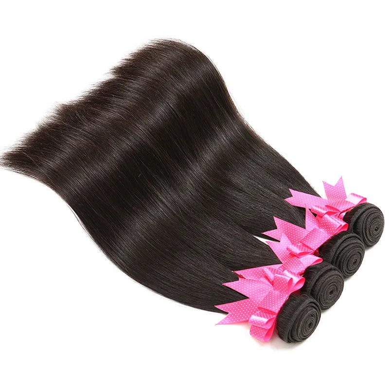 Straight Hair 8-30 Inch Brazilian Malaysian Peruvian Virgin Human Hair Weave Bundles Extension Quality Natural Color290i