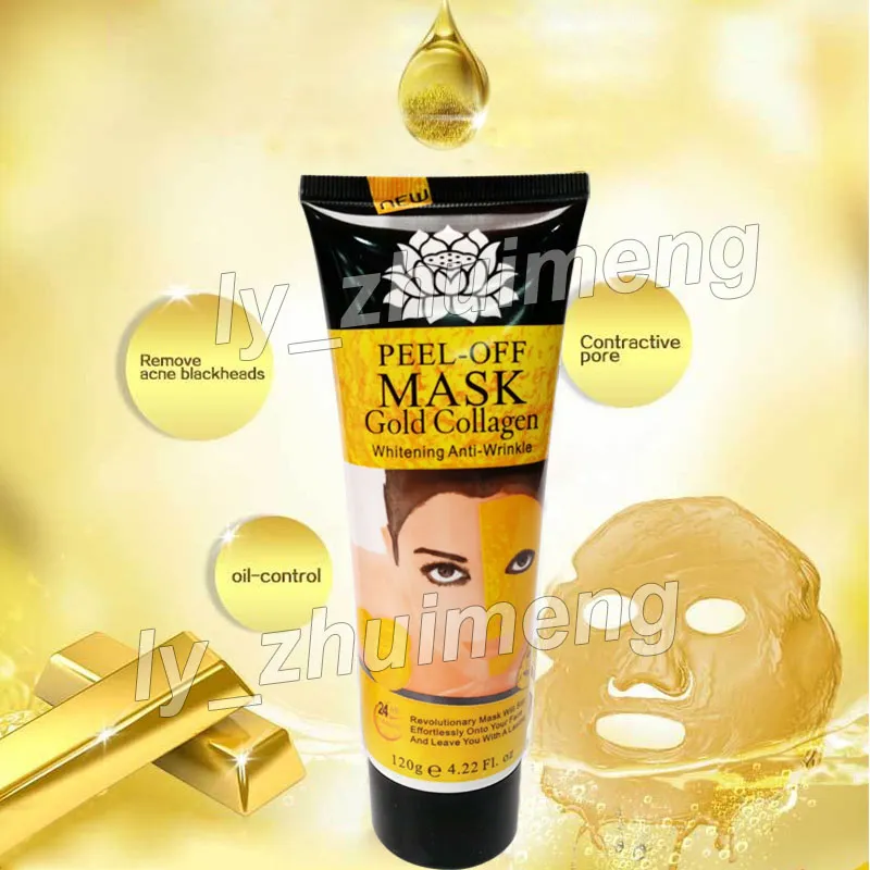 Masque d'or Peel Off Or Collagène 120 ml Nettoyage en profondeur purifiant peel off masque facial Supprimer les points noirs Peel Masques dorés