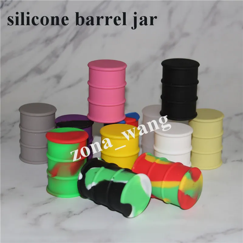 silicone oil barrel containers jars dab wax vaporizer rubber drum shape container 26ml large food grade silicon dry herb6275027