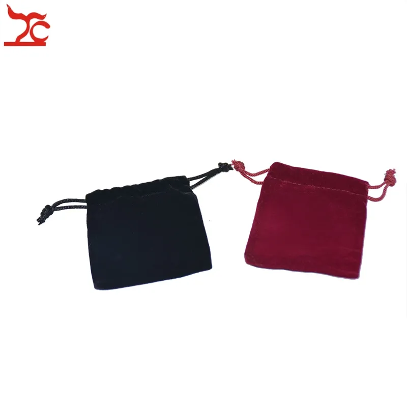 Gute Qualität Schwarz Rot Stoff Kordelzug Schmuck Paket Pouch Präsentieren Geburtstag Schmuckstück Organizer Lagerung Geschenk Tasche 7 * 9 cm