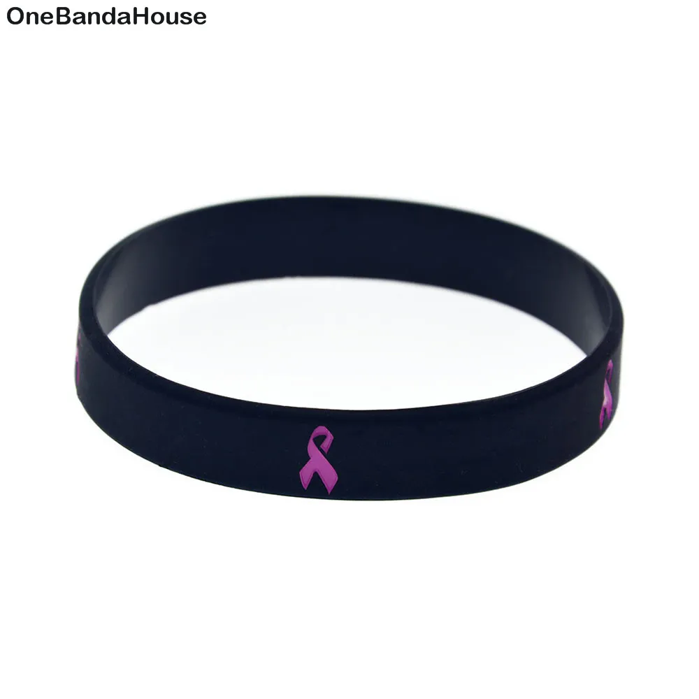 1PC Cancer Ribbon Silicone Wristband Motivational Decoration Logo Carry This Message As A Reminder in Daily Life