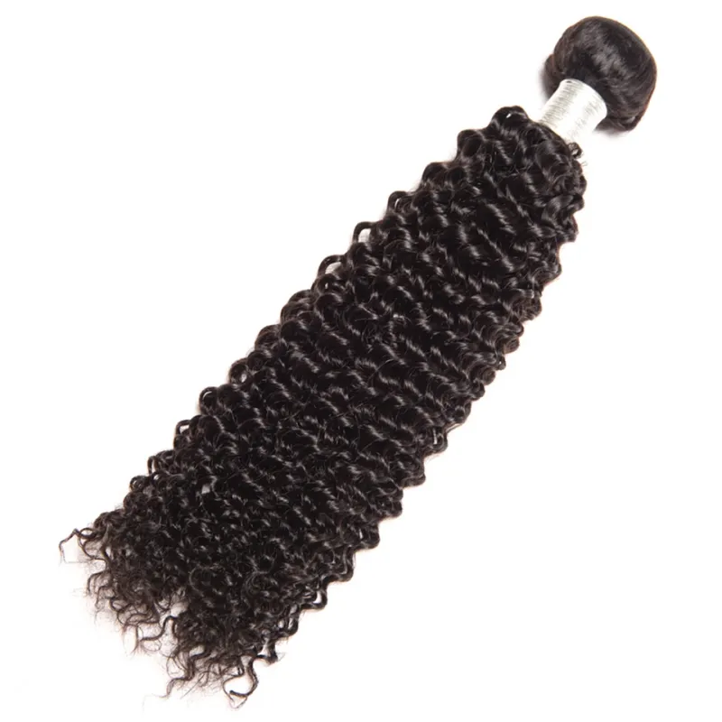 Bundles brésiliens de cheveux humains avec fermeture à lacet 4X4 Moyen gratuit en trois parties Kinky Curly / Bundles de cheveux vierges avec fermetures