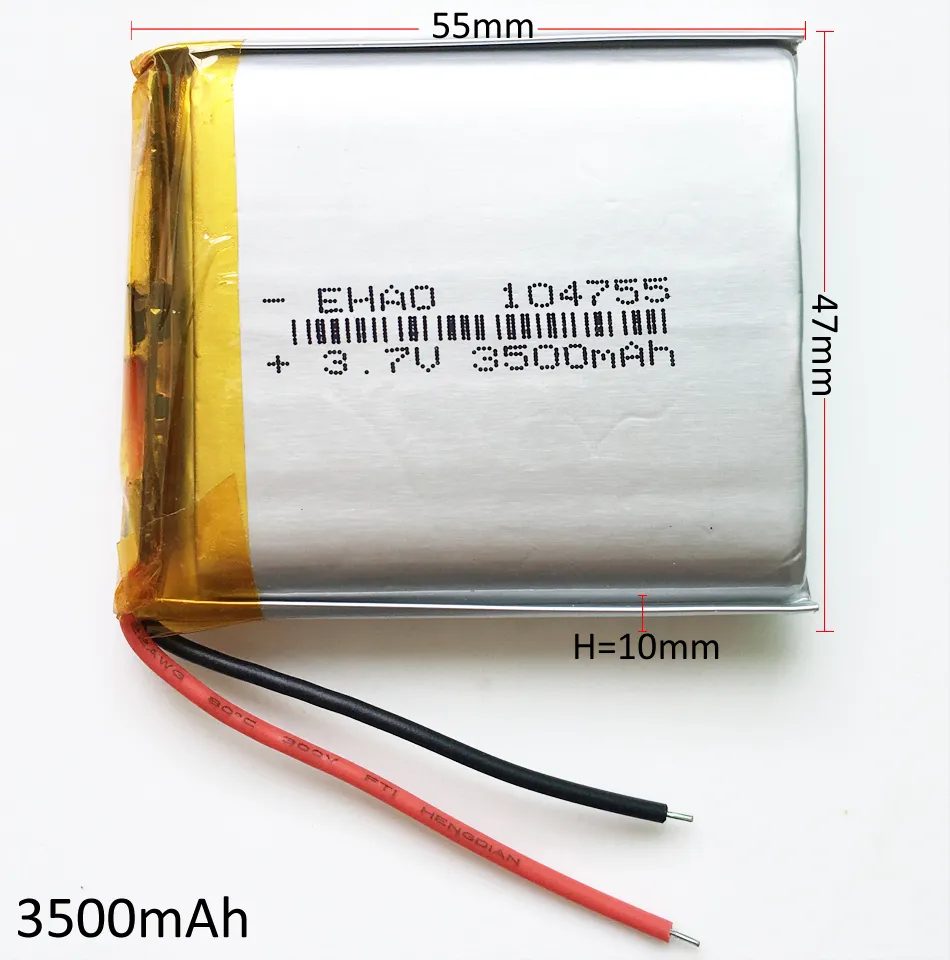 EHAO 104755 3.7 V 3500 mAh Lityum Polimer Li-Po Şarj Edilebilir Pil Için DVD PED Cep telefonu GPS Güç bankası Kamera E-kitaplar Recoder TV kutusu