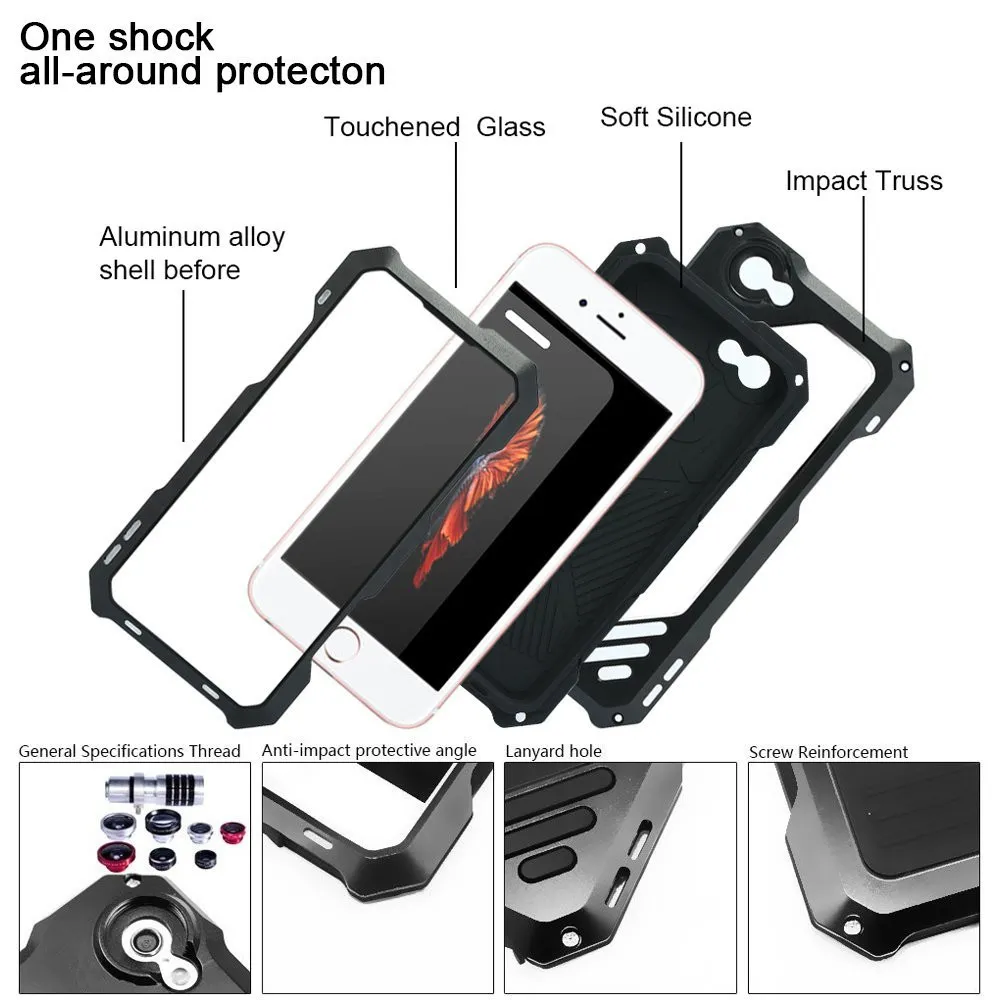 Ny telefonväskor för iPhone 8 skyddande bakskal med 3 separat extern kamera lins vidvinkel fisheye makrocell telefon lins