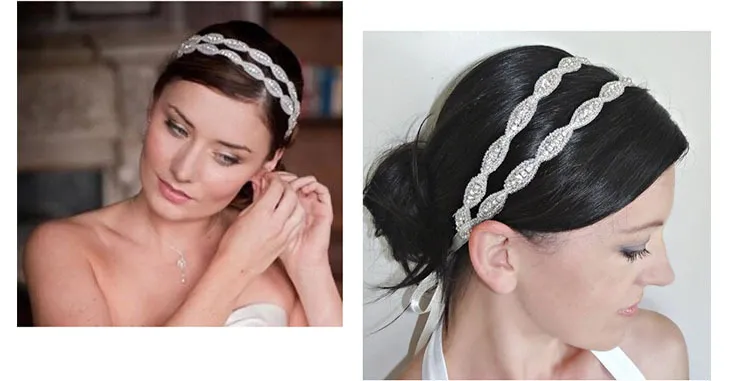 Double belt Diamante Bridal Hairband Headpiece Art Decor Artificial Jewels Headband Wedding Hair Tiara Headband SH862 shippi3586486