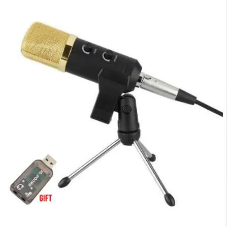 MK-F100TL Kabelgebundenes USB-Kondensator-Tonaufnahmemikrofon mit Ständer zum Chatten, Singen, Karaoke, Laptop, Skype