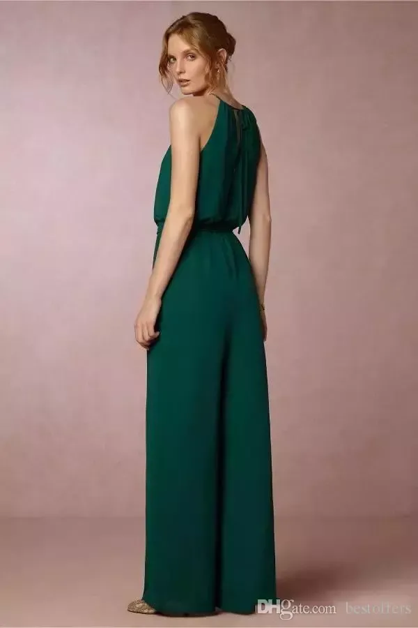 Dark Green Chiffon Bridesmaid Dress Floor-Length A-Line Halter Lace-Up Back  from Dhgate Bridesmaid Dress - price 95.48