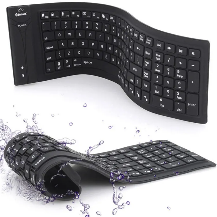 ReHoMi 108 teclas Bluetooth 3,0 teclado Flexible impermeable plegable silencioso silicona teclados suaves para PC portátil tableta teléfono inteligente