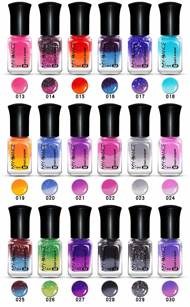 (i lager) 00174gradient temperaturförändring nagellack nontoxisk smaklös färgförändring nagelfärg vatten nagellack grossist