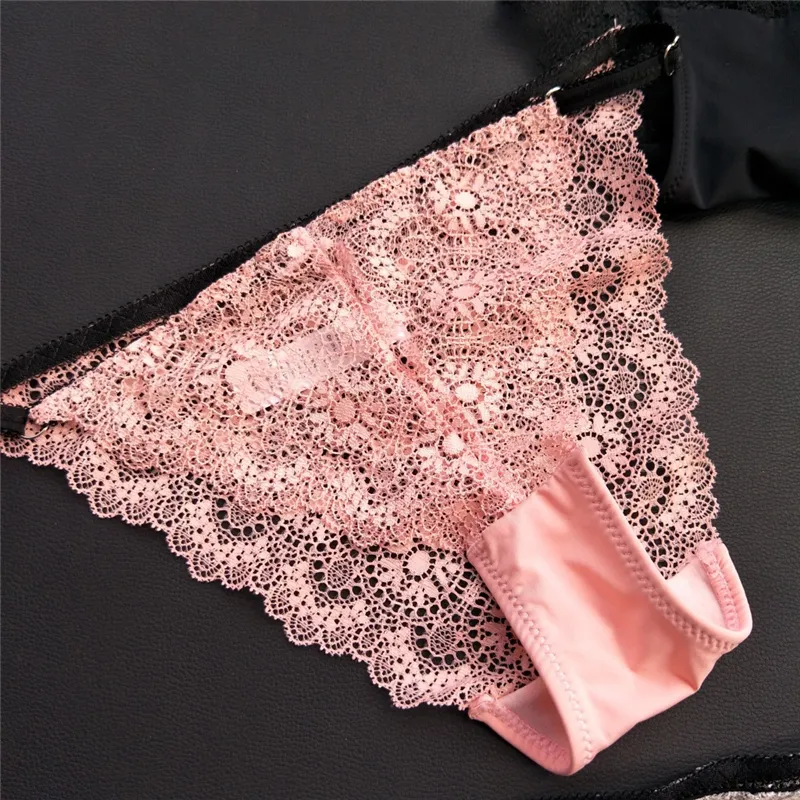 Sexy Lace Floral Calcinhas Mulheres Bikini Underwear Tangas Lingerie Erótica Briefs Cintura Fina Oco Out Calcinha Rosa Sem Costura Mulheres Roupa Interior