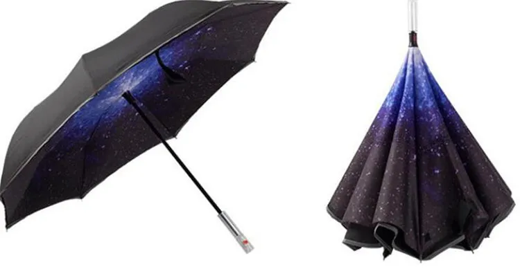 6 Cor Novo Design LED Invertido Reversa de Viagem Guarda-chuva Carros Aviso com Lanterna para a Noite Presentes Seguros Flash Umbrella DHL FEDEX Livre