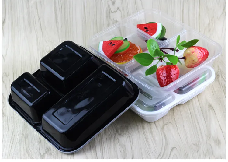 1000ml Microwave Safe Eco-Friendly PP Black Plastic Food Container