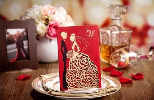 Personalized Wedding Invitation Cards Hollow Lace Gold Dress Bridal & Groom  Laser Cut Party Cards From Valuetop, $2.29 | DHgate.Com