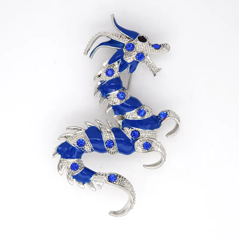 12 sztuk / partia Hurtownie Kryształ Rhinestone Enameling Dragon Costume Pin Broszka Moda Broszka Biżuteria Prezent C366
