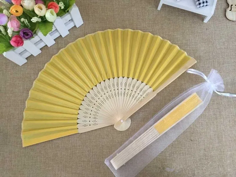 Wholesale White Elegant Folding Silk Hand Fan with Organza Gift bag Wedding & Party Favors Gift